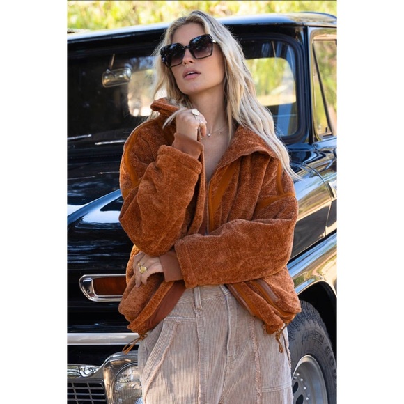 Ginger Ultra Cozy Vintage Style Oversize Jacket Large Front Pockets Chunky EUC - Picture 9 of 14